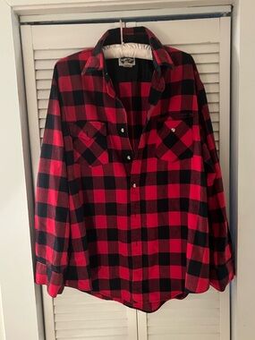 Midwest Traders Buffalo Red Plaid Button Down Flannel Shirt
